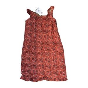 Vtg Faded Glory Orange Paisley Jumper Dress Medium Y2K Grunge Picnic Sundress
